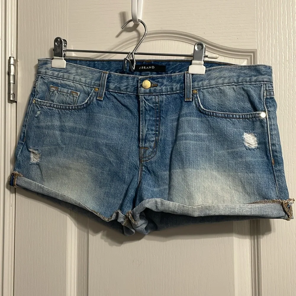 J Brand Patti Rolled Hem Denim Mini Shorts Magnetic Wash‎ Minimalist Capsule